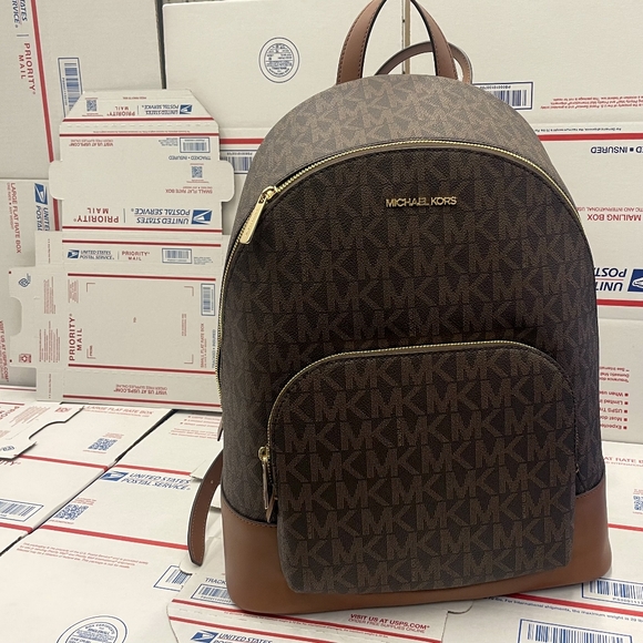 $358 Michael Kors CONNIE LG MF Backpack Handbag Brown Designer MK Bag NEW - Picture 10 of 10